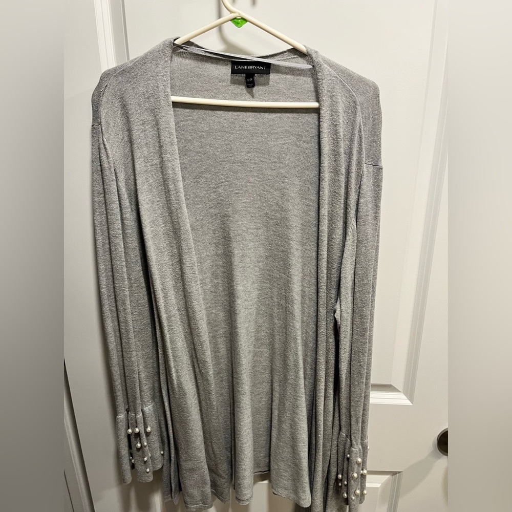 Lane Bryant Light Gray Cardigan with Pearl Details 22/24